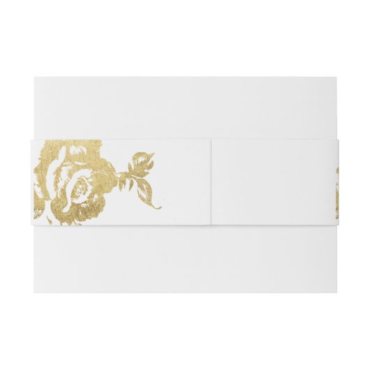 エレガントでシンプルでモダンな花の金ゴールドの結婚 招待状ベリーバンド (裏面例)