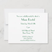 エレガントでシンプルでユニセックスな音楽演奏会の招待状 招待状 (裏面)
