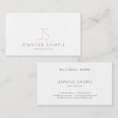 エレガントでシンプルで明白なピンクのモノグラムのなモダンのカッコいい 名刺 (正面/裏面)