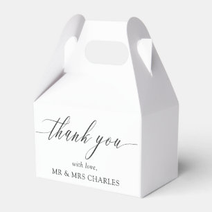 エレガントでシンプルなカリグラフィーの結婚式のお礼 フェイバーボックス