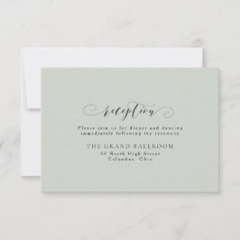 エレガントでシンプルなサージグリーンの結婚式の受付カード 招待状