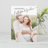 エレガントでシンプルなスクリプト写真コラージュ ウェディング 招待状 (スタンド正面)