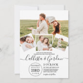 エレガントでシンプルなスクリプト写真コラージュ ウェディング 招待状 (裏面)