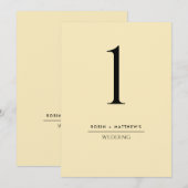 エレガントでシンプルなダスティイエローのテーブルナンバー (正面/裏面)