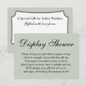 エレガントでシンプルなノーラッピングベビーシャワー サージグリーン エンクロージャーカード (正面/裏面)