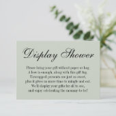 エレガントでシンプルなノーラッピングベビーシャワー サージグリーン エンクロージャーカード (スタンド正面)