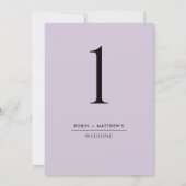 エレガントでシンプルなパープルのテーブルナンバー (裏面)