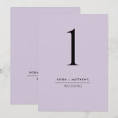 エレガントでシンプルなパープルのテーブルナンバー (正面/裏面)