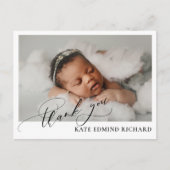 エレガントでシンプルなベビー写真 出生のお知らせ ポストカード (正面)