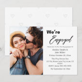 エレガントでシンプルなモダンな婚約パーティー 招待状 (正面/裏面)