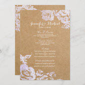 エレガントでシンプルなモダンのばら色の花のフェイクな銀 メニュー (正面/裏面)