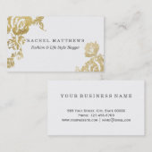 エレガントでシンプルなモダンのばら色の花の金ゴールドのフェイクなプリント 名刺 (正面/裏面)