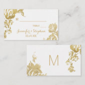 エレガントでシンプルなモダンのばら色の花の金ゴールドの結婚 プレイスカード (正面/裏面)