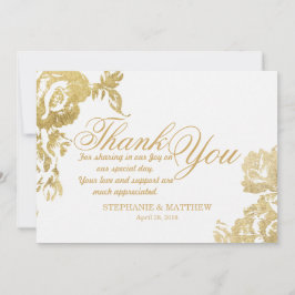 エレガントでシンプルなモダンのばら色の花の金ゴールドは感謝していしています サンキューカード