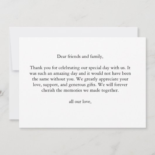 エレガントでシンプルなモダンウエディングカード サンキューカード (裏面)