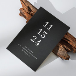 エレガントでシンプルなモダン ブラック ミニマル ウェディング セーブザデート