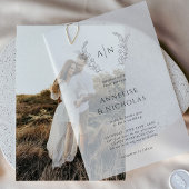 エレガントでシンプルなモノグラムオーバーレイウェディング ベラム紙招待状