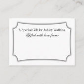 エレガントでシンプルなラッピング不要のブライダルシャワー ギフトカード エンクロージャーカード (裏面)