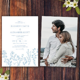 エレガントでシンプルな写真のニチニチソウの薄紫の結婚式 招待状