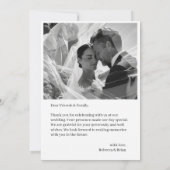 エレガントでシンプルな写真付き結婚式御礼カード 招待状 (裏面)
