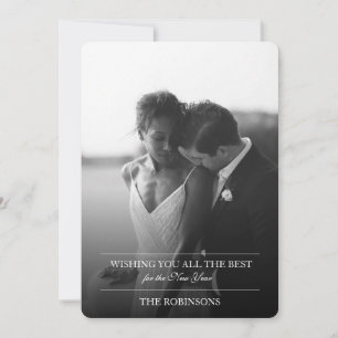 エレガントでシンプルな新年のホリデーカード（写真付き） シーズンカード