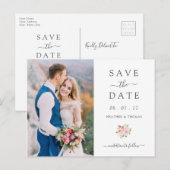 エレガントでシンプルな春の結婚式日程お知らせ 案内ポストカード (正面/裏面)