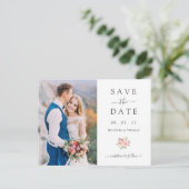エレガントでシンプルな春の結婚式日程お知らせ 案内ポストカード (スタンド正面)