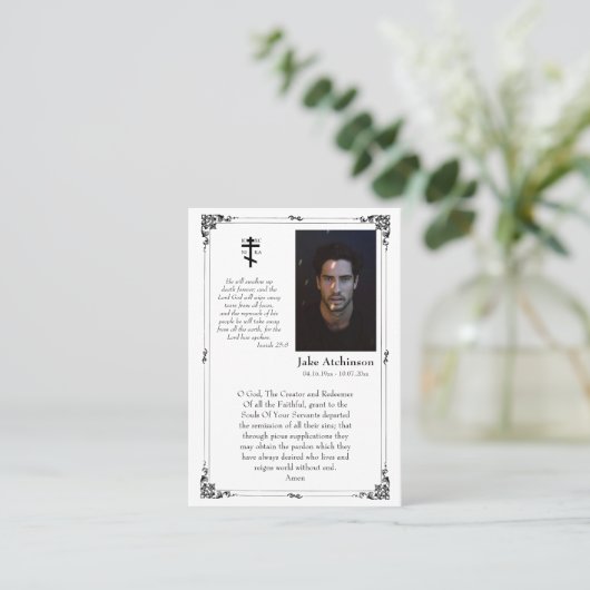 エレガントでシンプルな正教葬儀祈祷カード プレイスカード (スタンド正面)