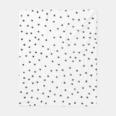 エレガントでシンプルな白黒の水彩画の水玉模様 フリースブランケット (正面)