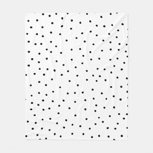 エレガントでシンプルな白黒の水彩画の水玉模様 フリースブランケット (正面)