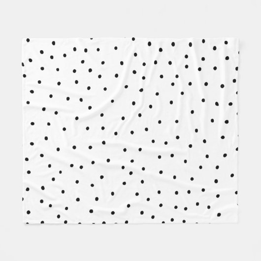 エレガントでシンプルな白黒の水彩画の水玉模様 フリースブランケット (正面(横))