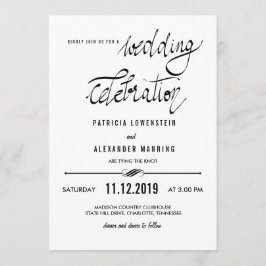エレガントでシンプルな結婚式のお祝いのタイポグラフィ 招待状