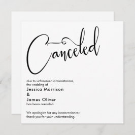 エレガントでシンプルな結婚式中止のお知らせ 招待状