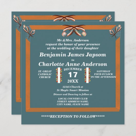 エレガントでシンプルな蝶ネクタイ 結婚式に合わせたオーダーメイド 招待状 (正面/裏面)