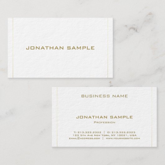 エレガントでシンプルな金ゴールドのデザインの贅沢のプロフェッショナル 名刺 (正面/裏面)