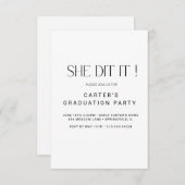 エレガントでシンプルな黒と白の卒業式招待状 招待状 (正面/裏面)