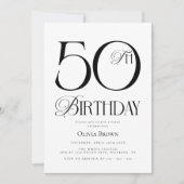 エレガントでシンプルな50歳の誕生日パーティー 招待状 (正面)