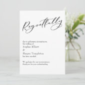 エレガントでシンプルな「残念ながら」キャンセルされた結婚式のカード 招待状 (スタンド正面)
