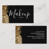 エレガントでスタイリッシュでかわいらしい金ゴールドのパイナップル化粧 名刺 (正面/裏面)