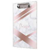 エレガントでスタイリッシュでガーリーなばら色の金ゴールドの白の大理石 クリップボード (左)