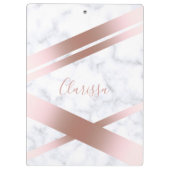 エレガントでスタイリッシュでガーリーなばら色の金ゴールドの白の大理石 クリップボード (裏面)