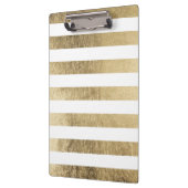 エレガントでスタイリッシュで粋でフェイクな金ゴールドのモダンのストライブ柄 クリップボード (左)