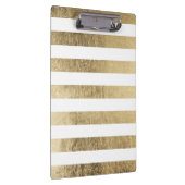 エレガントでスタイリッシュで粋でフェイクな金ゴールドのモダンのストライブ柄 クリップボード (右)