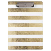 エレガントでスタイリッシュで粋でフェイクな金ゴールドのモダンのストライブ柄 クリップボード (正面)