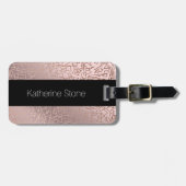 エレガントでスタイリッシュなばら色の金ゴールドのピンクの幾何学的なパターン ラゲッジタグ (正面横)