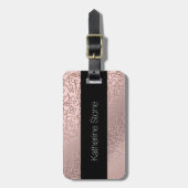 エレガントでスタイリッシュなばら色の金ゴールドのピンクの幾何学的なパターン ラゲッジタグ (正面縦)