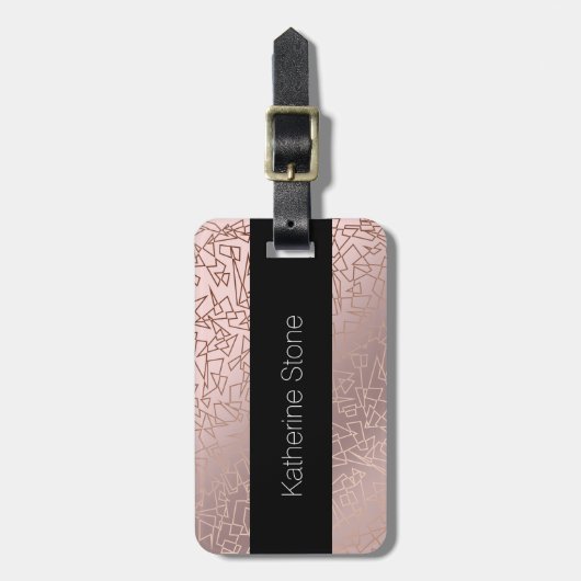 エレガントでスタイリッシュなばら色の金ゴールドのピンクの幾何学的なパターン ラゲッジタグ (正面縦)
