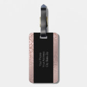 エレガントでスタイリッシュなばら色の金ゴールドのピンクの幾何学的なパターン ラゲッジタグ (裏面縦)