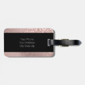 エレガントでスタイリッシュなばら色の金ゴールドのピンクの幾何学的なパターン ラゲッジタグ (裏面横)