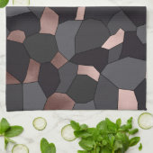 エレガントでスタイリッシュなばら色の金ゴールドの灰色および黒いモザイク キッチンタオル (折り畳み)